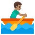 🚣🏽‍♂️ man rowing boat: medium skin tone display on Google